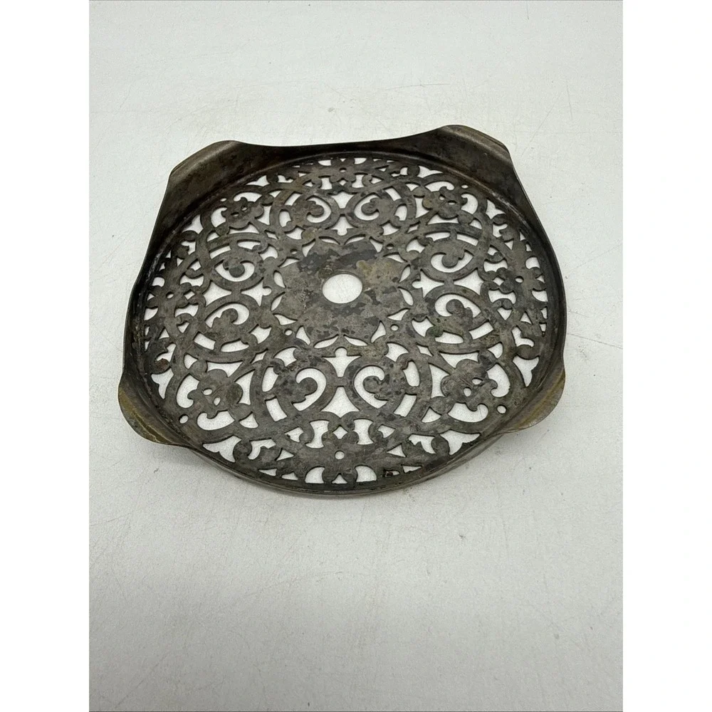 Vintage Silverplate English Pierced Trivet by Manco Made In England